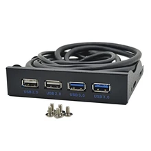 Хит, 20 Pin, 4 порта, USB 2,0, USB 3,0, концентратор, разветвитель, передняя панель, комбинированный кронштейн, адаптер для рабочего стола, внутренний, 3,5 дюймов, флоппи-отсек
