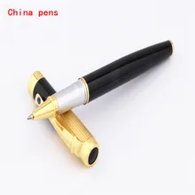 Роскошное Качество 9009 Золотой Алмазный Крюк Черный Бизнес Офис Средний роллербол ручка