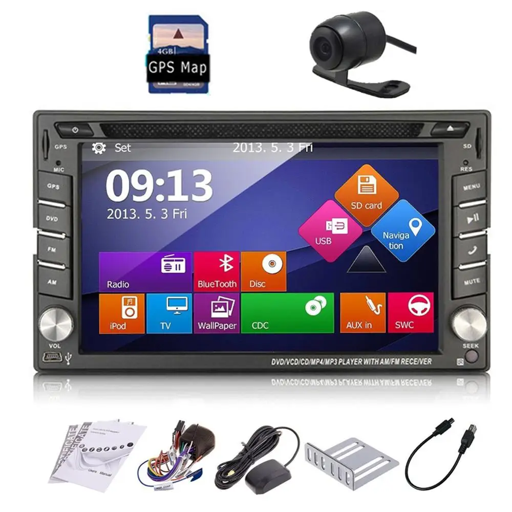 Eincar 6,2 ''двойной din 2 DIN в тире gps Navi автомобильный DVD CD плеер Поддержка Bluetooth FM AM RDS Авто Стерео Радио USB камера