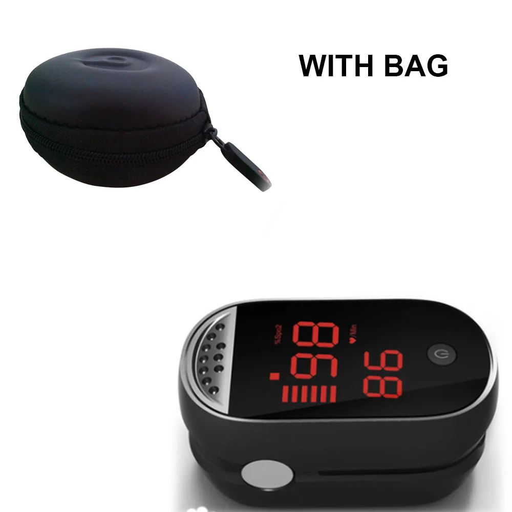 BLACK WITH BAG Бытовое медицинское оборудование портативный пальцевой Пульсоксиметр пальцевой зажим кислородный детектор пульса Saturometro - Цвет: BLACK WITH BAG