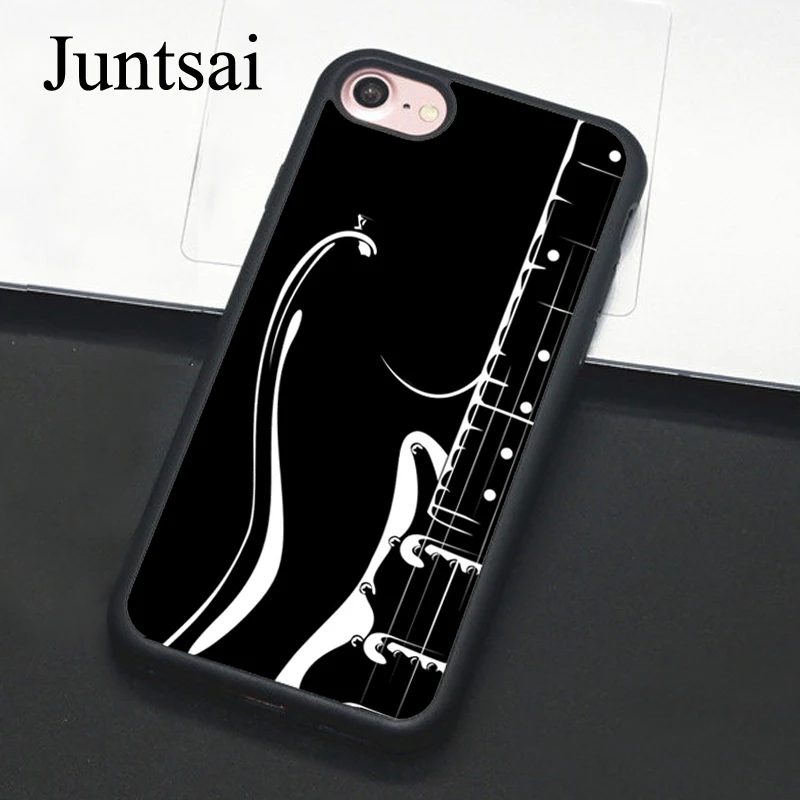 Juntsai Black Electric Guitar TPU Mobile Phone Case For