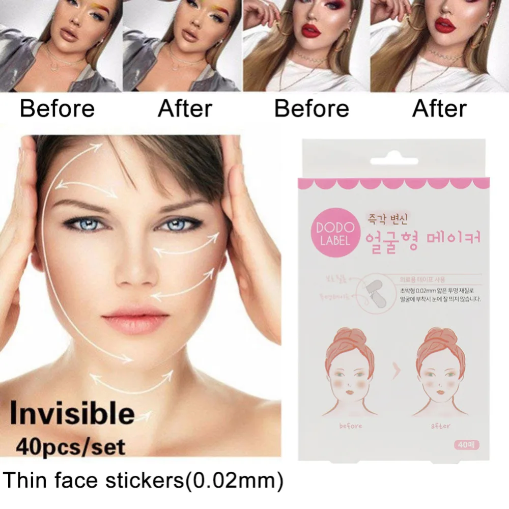 

Dropship 40pcs/Set Transparent Thin Face Stickers V-Shape Face Lift up Fast Chin Adhesive Tape Face Lift Tools for Face Beauty
