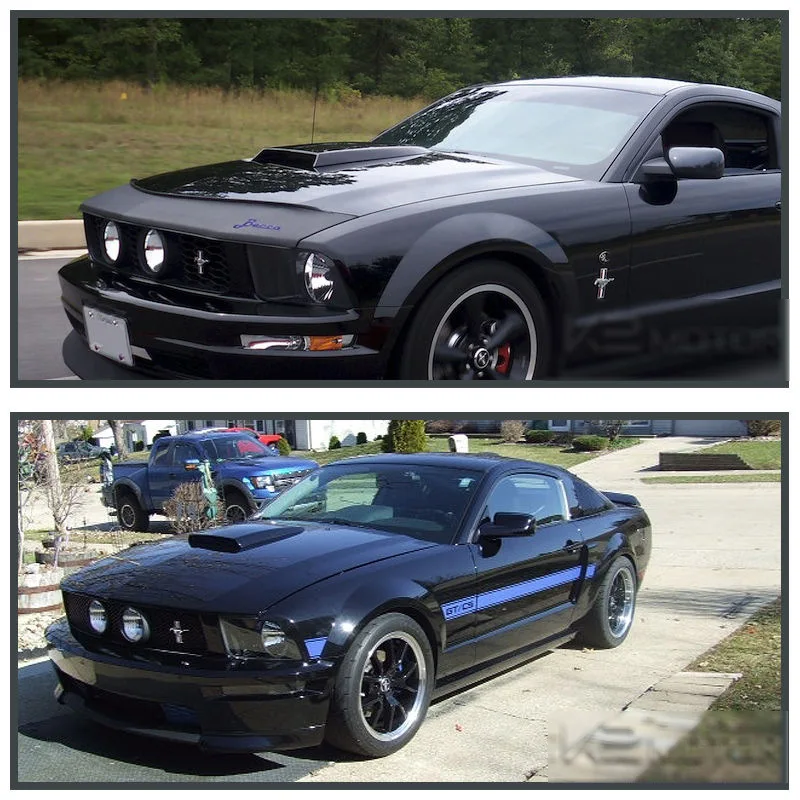 Черный гоночный капоте для 2005-2009 Ford Mustang