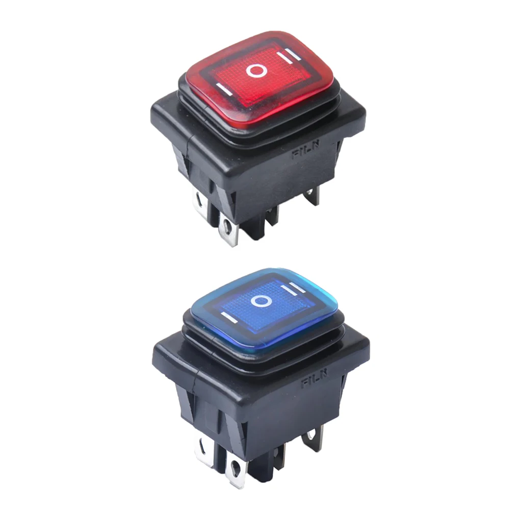 2 Pieces Red Blue 6 Pin On-Off-On Car Boat Lighted Rocker Toggle Switch