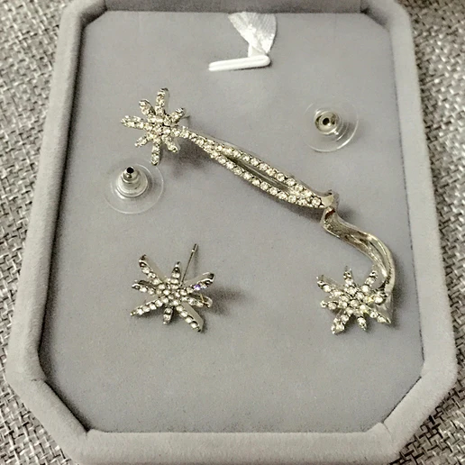 Серьги клипсы AE019 женские асимметричные ювелирные украшения со звездами и