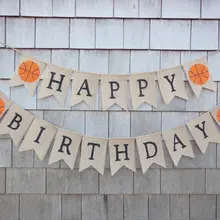 На Заказ Баскетбол Бейсбол Спорт День рождения мешковины баннеры юбилей свадьба кляп обновление знак вечерние гирлянды фото реквизит