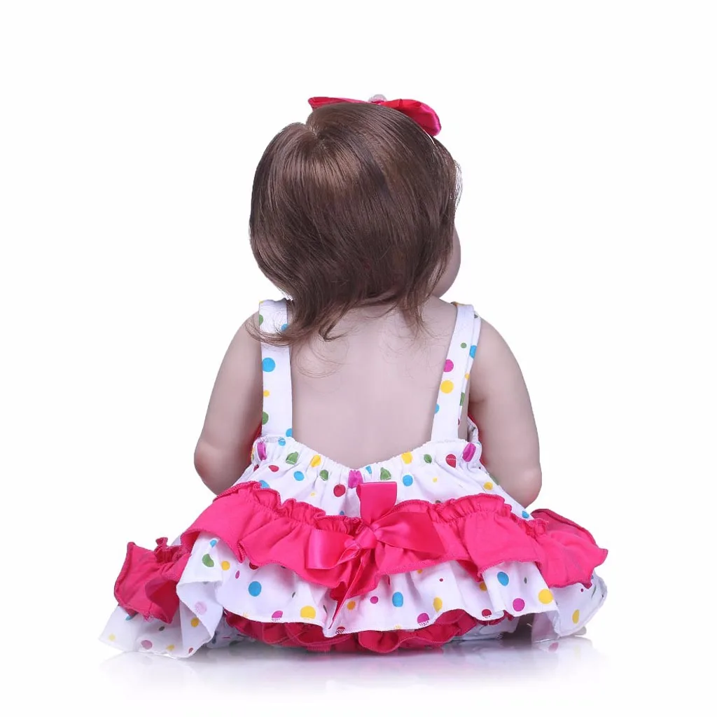 Realistic 22inch Reborn Baby Girl Doll Clothes Set Full Silicone Vinyl Newborn Baby Doll Kids Wear Model Doll