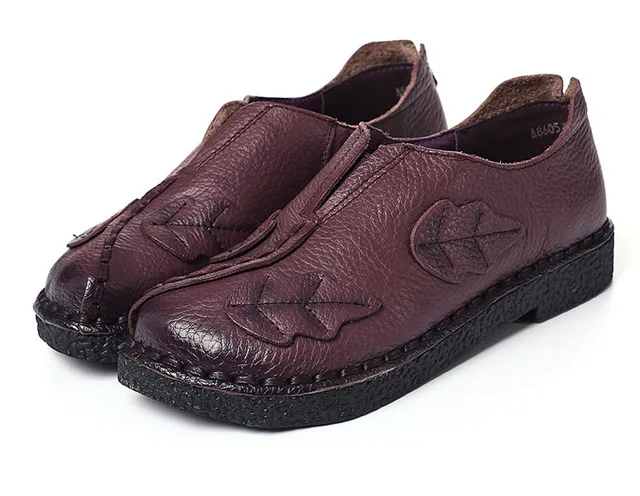 CEYANEAO/Женская обувь ручной работы из мягкой кожи; модная рабочая обувь для мам; Повседневная Удобная Женская дышащая обувь на плоской подошве; размеры - Цвет: purple