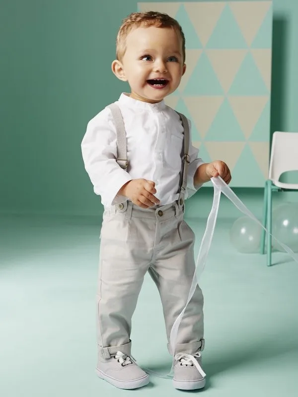 Новейшая белая футболка для маленьких мальчиков, 2 предмета Комплект из комбинезона+ комбинезон, одежда для детей 2-6 лет