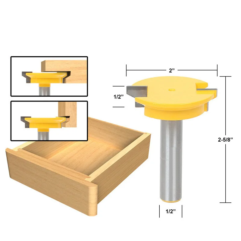 45 градусов замок Miter фреза Набор 1/2 хвостовик Деревообработка шип измельчители инструмент 12,7 мм ящик отделка древесины резак