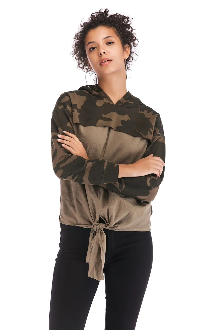Gladiolus Camouflage Autumn Winter Hoodies Women 2018 Long Sleeve Patchwork Irregular Hem Hooded Sweatshirt Women Pullover Tops (11)