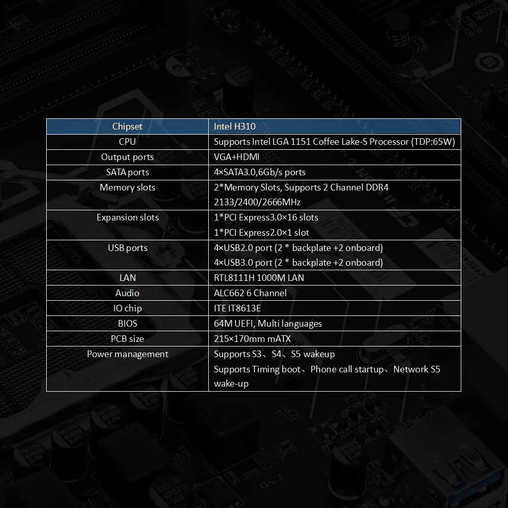 Цветная материнская плата H310M-E V20 Материнская плата Системная плата Intel LGA 1151 coffee Lake-S процессор DDR4 SATA3.0 6 ГБ/сек. mATX