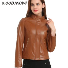 Для женщин Босоножки из искусственной pu кожи пальто тонкий Для женщин кожаная куртка мотоцикла молнии Куртки с длинными рукавами больших размеров