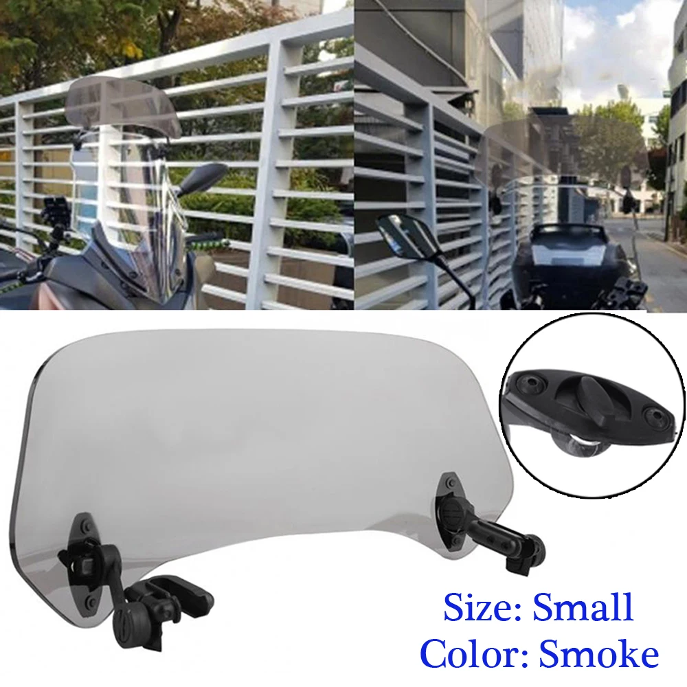 

Smoked Color Adjustable Clip On Windshield Extension Spoiler Wind Deflector Small Acrylic For Motorcycle Windshield