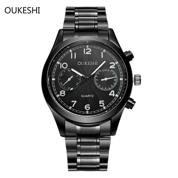 

Brand Luxury OUKESHI Stainless Steel Quartz Men Watch Clock Wristwatch Fashion Waterproof Business Watches Relogio masculino