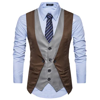 

Mens Classic Party Wedding Neck Waistcoat Vest Pocket Suit Set Men Dress Suit Vest Gilet Vest Business Jacket Tops