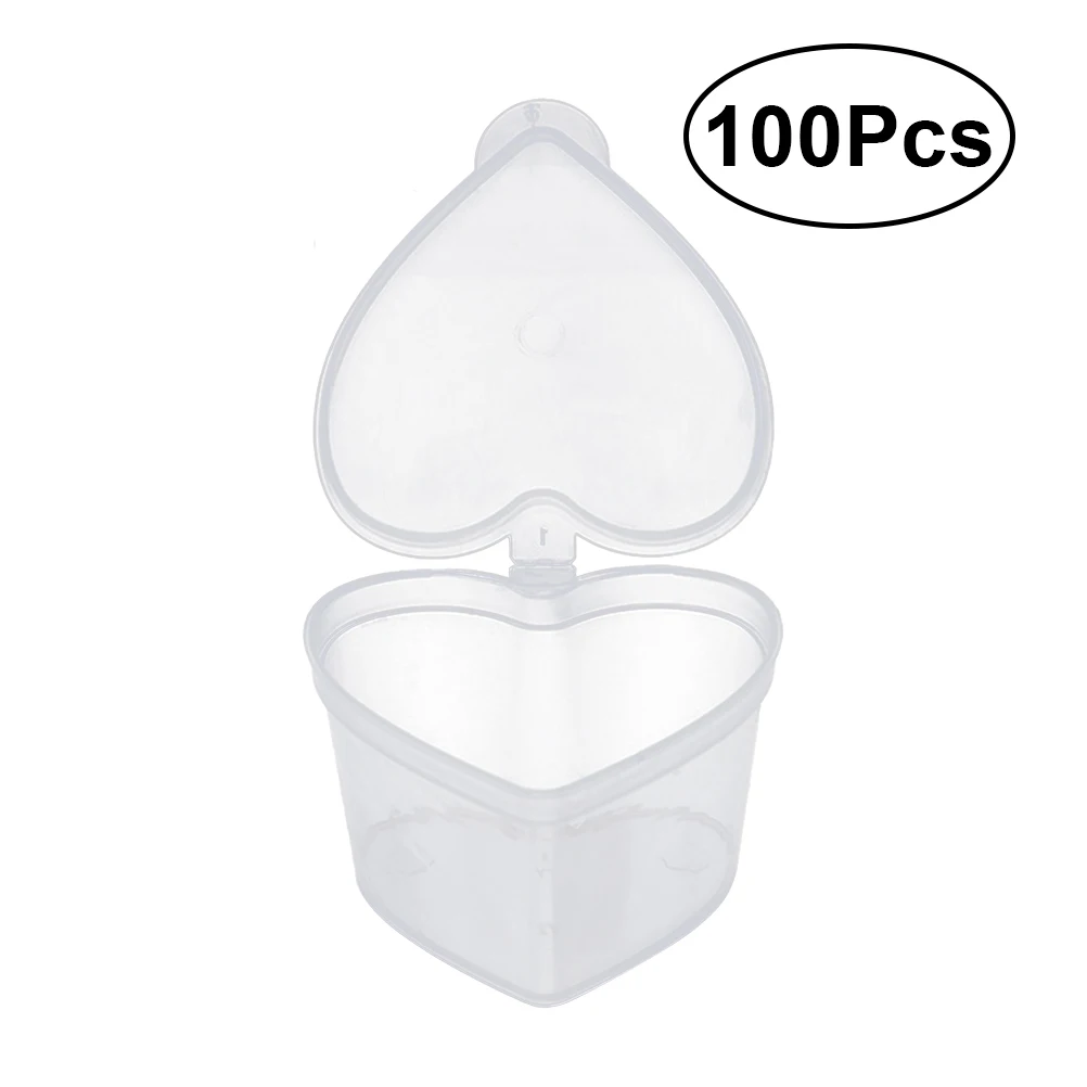 

50-100 PCS 50ML PP Plastic Transparent Heart Shaped Spice Storage Leak Proof Container with Lid