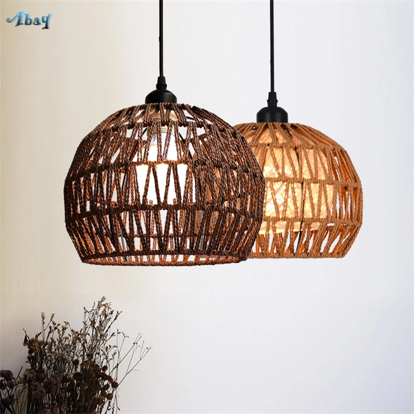 Southeast Asian Hemp Rope Rattan Pendant Lights Restaurant Hemp Rope Rattan Pendant Lights