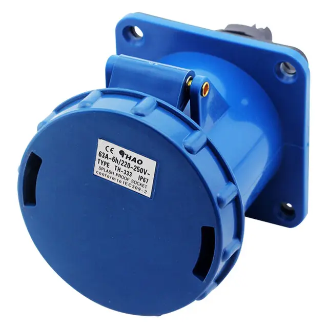 63A 125A 220V 240V Industrial Electrical Socket Plug Wall Mounted