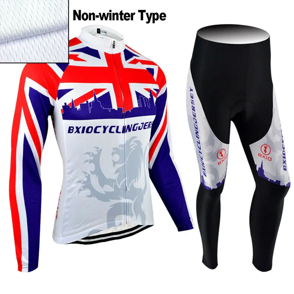 Длинный рукав Велоспорт Джерси комплект Зимний термо велосипедный одежда велокоманда Джерси Pro велосипедная одежда 070 - Цвет: Non Winter No Bib
