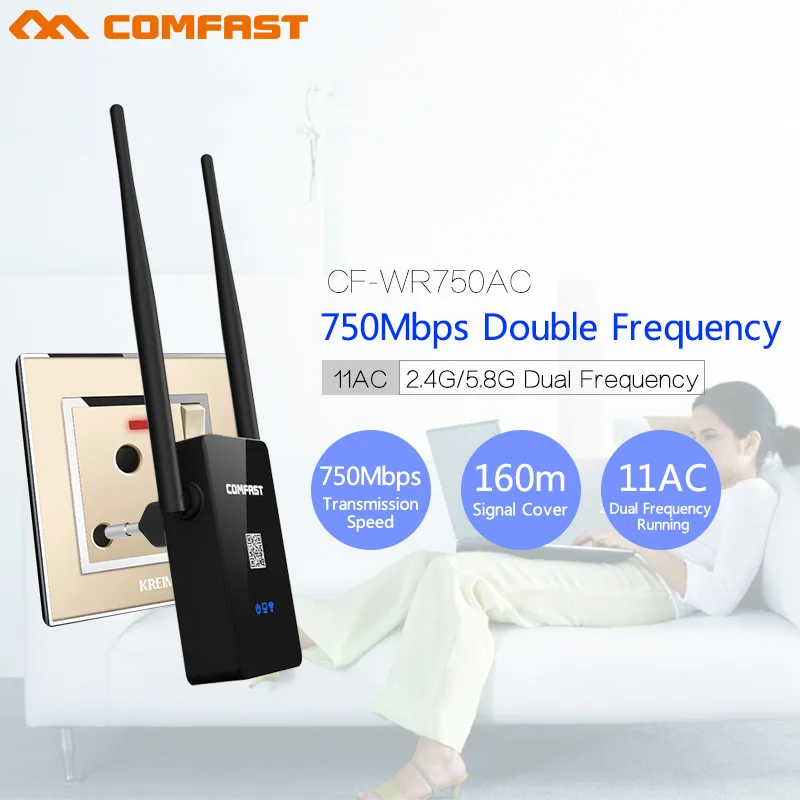 Comfast Dual Band 750Mbps Wifi Repeaters Roteador 802.11AC Wireless Router 2.4GHz +5GHz CF-WR750 AC Wi fi Signa Extend Amplifier