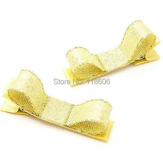 Metallic Gold Hair Clips, Gold Glitter Tuxedo Bows.jpg