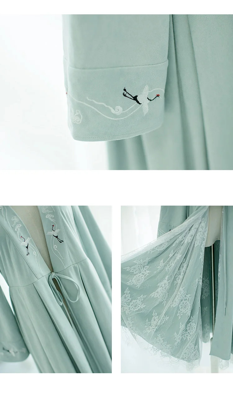 MM181 оригинальный Дизайн осень 2017 Горох Зеленый Длинные рукава Макси Винтаж кран вышитые кружева и замши юбка плащ женские