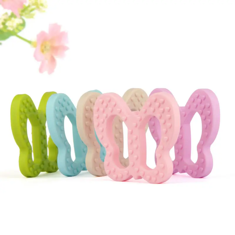 

20PCS BPA Free Safe and Natual Silicone Butterfly Teether Chewable Pendant Nursing Necklace Baby Dummy Teether