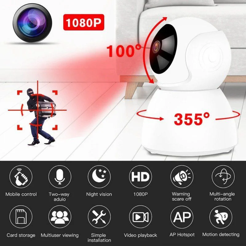 Беспроводная домашняя камера Full HD 1080P 720P ночное видение Wi Fi PK Xiaomi Mijia|Видеокамеры