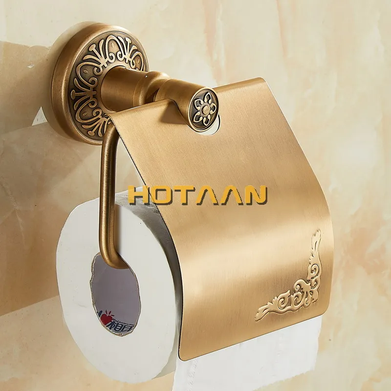 Solid Aluminium Toilet Paper Holder Antique Brass Color Tissue Roll Paper Box Classic Bathroom Accessories Toilet paper holder