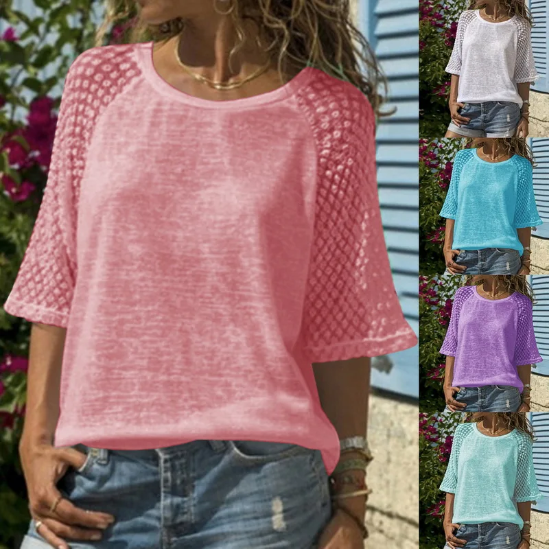 

New Harajuku Loose Casual T shirt Women Cotton Solid O-Neck Camisetas Verano Mujer 2019 Hollow Out Short Sleeve Tee Shirt Femme