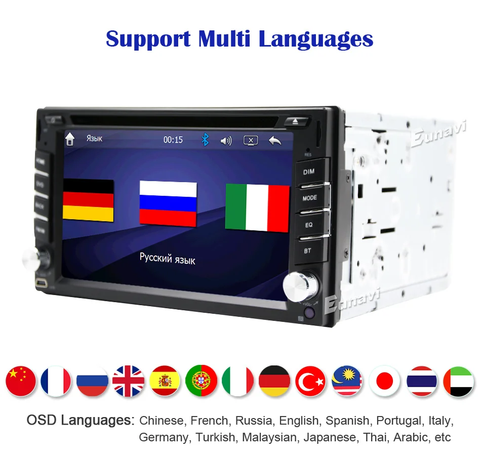 Top 2019 New Eunavi 2 Din Car Dvd Bluetooth Usb/tf Fm Aux Input Radio Mp5 Player Multimedia Entertainment With Hd Rear View Camera 4