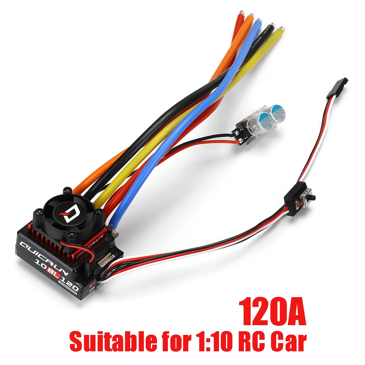 

120A Sensored Brushless Speed Controller ESC for RC 1/10 1/12 Car Crawler Black Compact Small Size Protection for Buggies