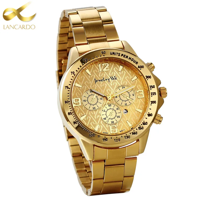 Lancardo 2017 New Men Watch Top Brand Luxury Calendar Dial Military Gold Watches Clock Male Erkek Kol Saati Relogios