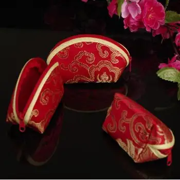 

2018 new medium wedding candy bags chinese traditional red pouches for gifts favors burlap packing souvenir box party supplies