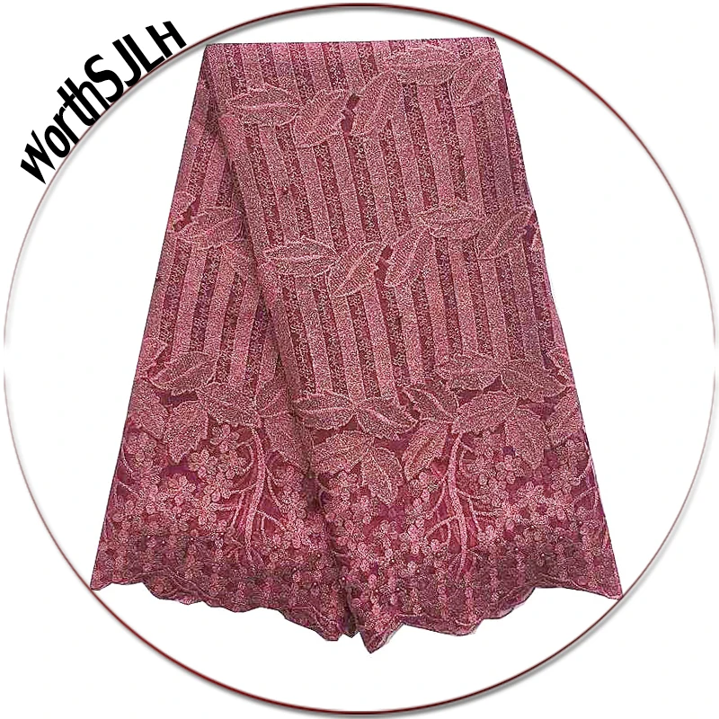 New African Beaded French Lace Fabric Women Nigerian Net Lace Fabrics