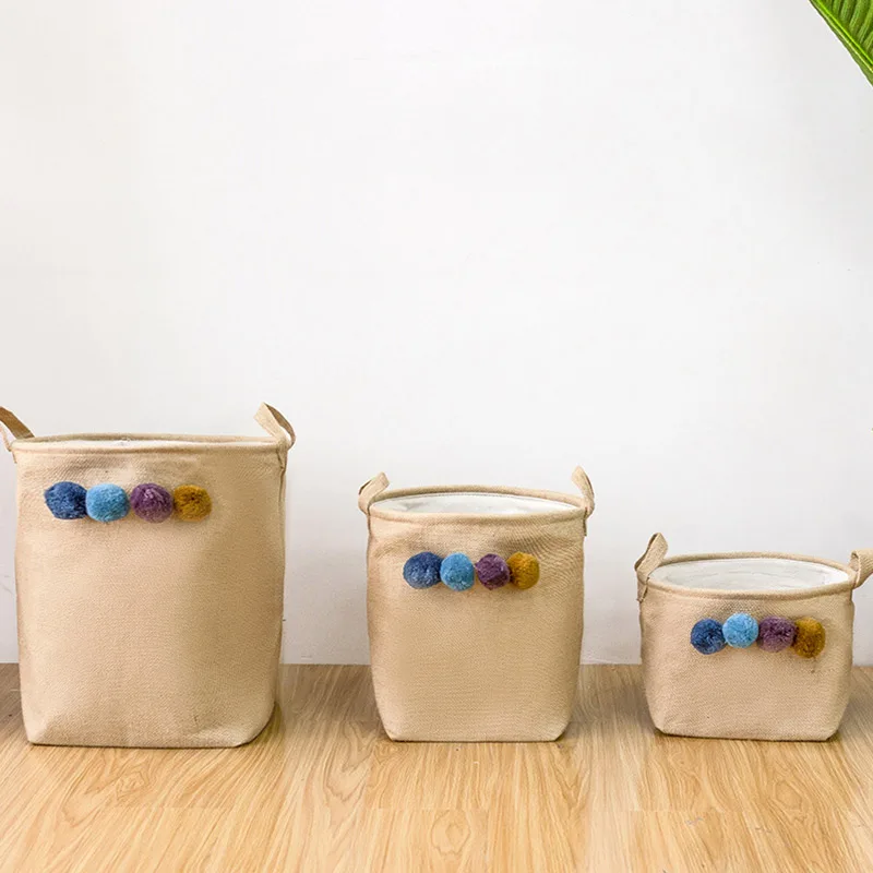 

Cotton Linen Folding Laundry Storage Basket For Organizer Dirty Clothes Kids Toys Basket Sundries Organizer Holder Washing Bag