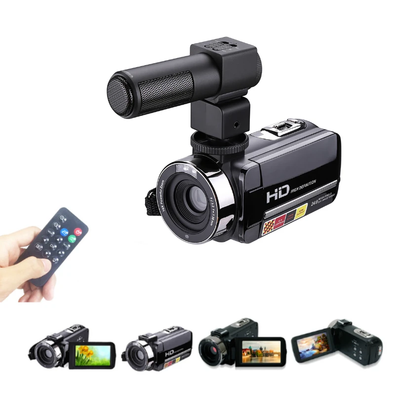 Digital Photo Camera with Mic and Remote HD Digital Video Camera Camcorder 16x Digital Zoom DV 3.0