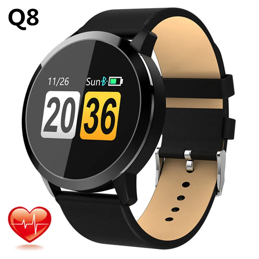 

Smart Watch Q8 Fitness Tracker Heart Rate Monitor Blood Pressure Measurement Smart Watch for Ladies Support Android IOS PK KW10