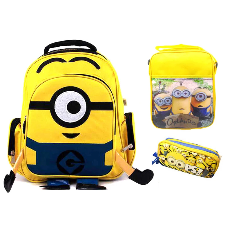 

Children School Bags set Mochila Minion backpack Bags For boys& girls teenagers cartoon backpack High Quality 15.7 inch