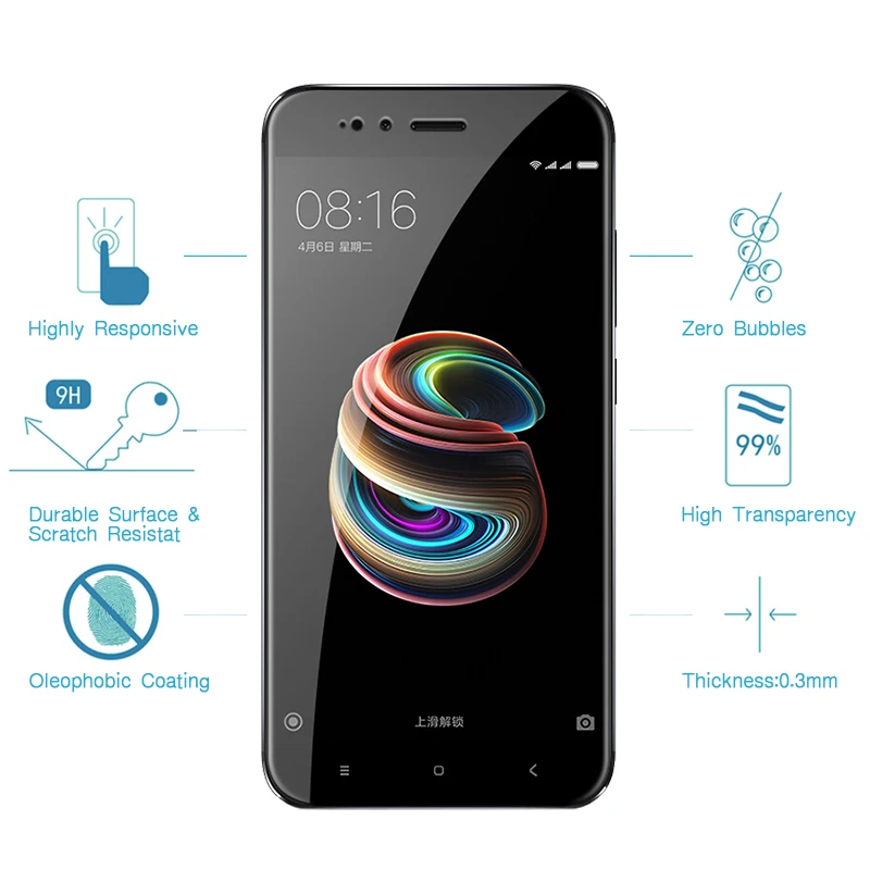 Полное покрытие закаленное Стекло для Xiaomi mi A1 Экран протектор фильм уровень