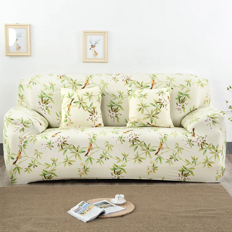 

Universal Stretch Sofa Cover Spandex Polyester Couch Slipcover Sectional Sofa Armchair Furniture Cover Floral Birds Leaves SC033
