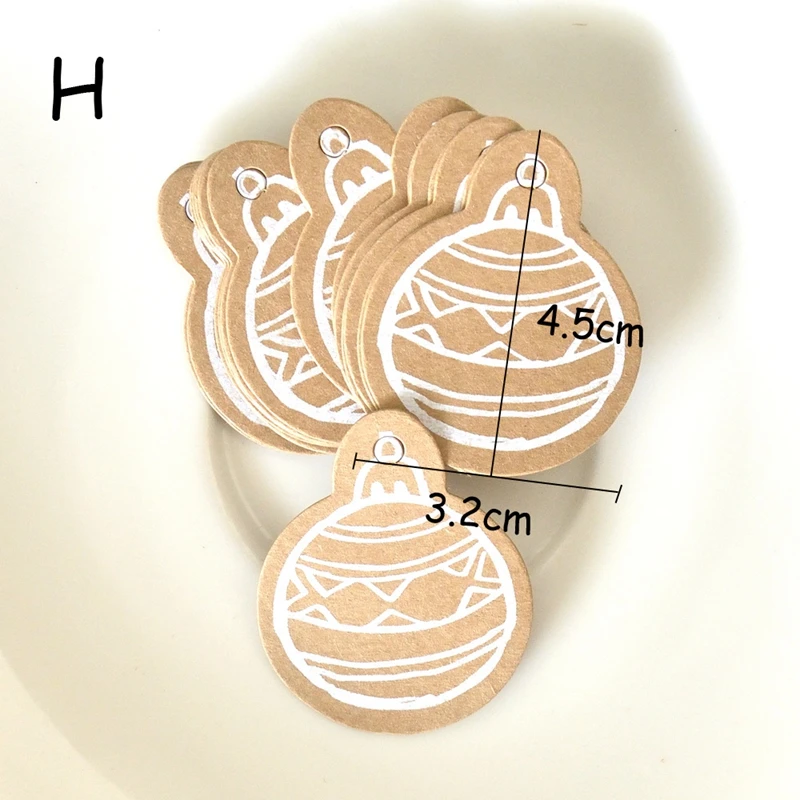 30 шт. маленькие бирки для рождественских подарков Упаковка Этикетка DIY Висячие крафт-бумаги бирки карты фестиваль украшения Рождество navidad Декор поставки - Цвет: H