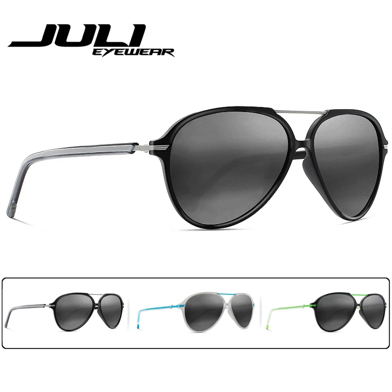 JULI, поляризационные, для пилота, модные солнцезащитные очки для мужчин и женщин, Tr90, металлическая небьющаяся оправа для рыбалки, круглые, для вождения, большие очки