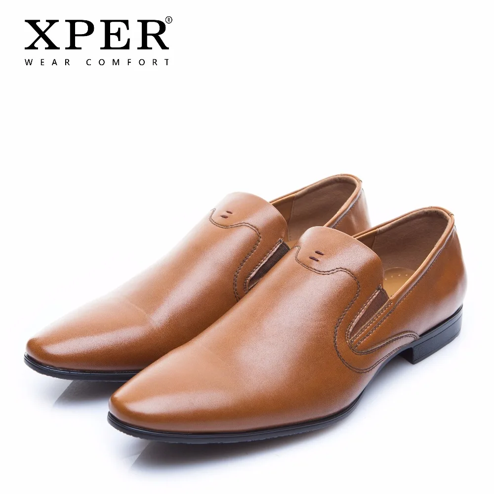 

2018 XPER Brand Fashion Men Dress Shoes Slip-On Business Shoes Men Wedding Shoes Comfortable Formal Male Shoes Brown #XYWD8680BR