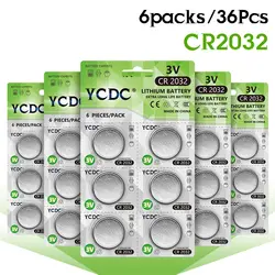 36 шт./6 pack литиевые плоские батареи для монет Батарея CR2032 DL2032 KCR2032 5004LC ECR2032 DL2032 SB-T15 3 V литиевая батарейки для часов