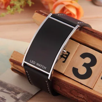 

OUTAD Black LED Watch For Men Women Sports Casual Leather Strap Wristwatches Slim Digital Display Watches Relogio Wholesale