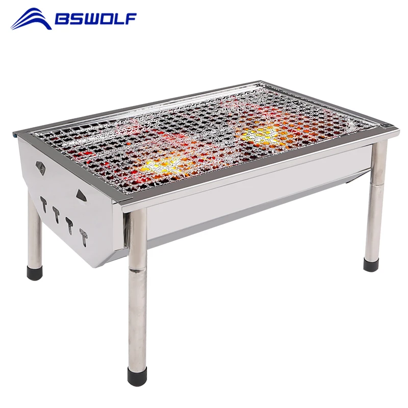 BSWolf портативный Открытый Кемпинг bbq плита 430 нержавеющая сталь гриль маленькая