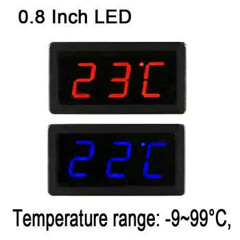 

dc 12v 0.8 inch LED digital display Thermometer temperature + waterproof probe blue