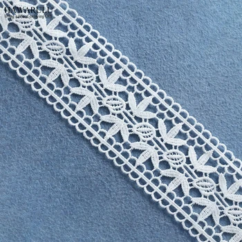 

10yard 5.5cm white african lace fabric ribbon DIY cloth accessories wedding decoration for home Water Soluble Milk Silk laces